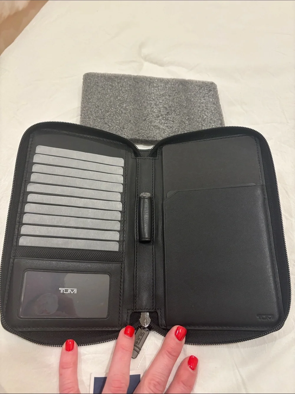 Tumi Black Leather Zip-Around Travel Wallet - Picture 3 of 5